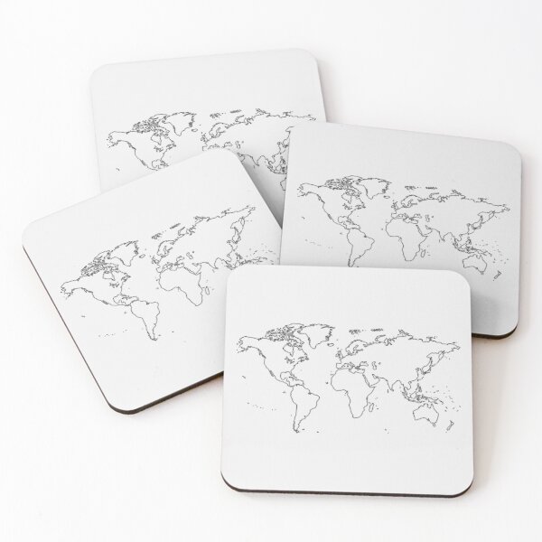 Item preview, black Outline of world map on gray background  designed and sold by mashmosh.