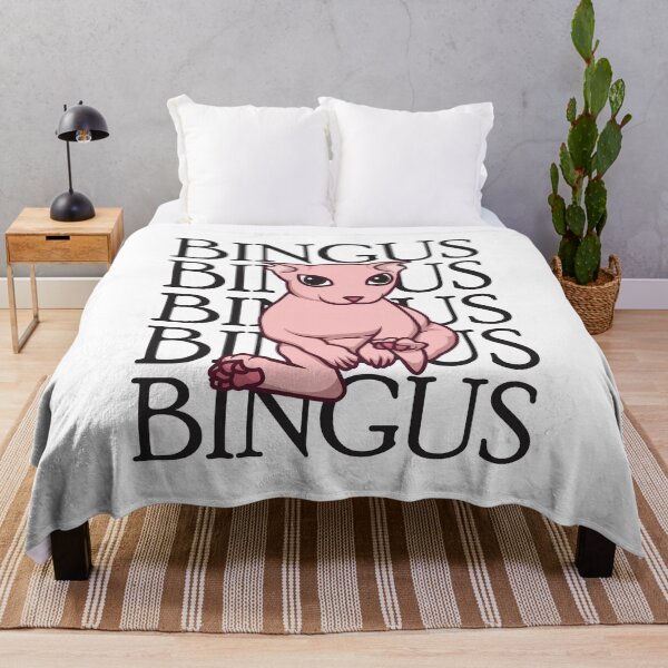Bingus Text Array White Throw Blanket
