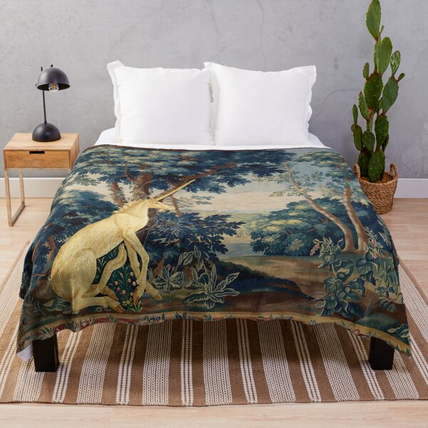 Item preview, UNICORN IN WOODLAND LANDSCAPE AMONG GREENERY AND TREES  designed and sold by BulganLumini.