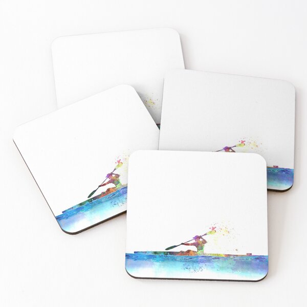 Item preview, Young man paddling in kayak watercolor  designed and sold by paulrommer.