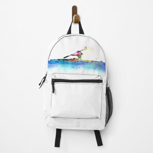 Item preview, Young man paddling in kayak watercolor designed and sold by paulrommer.