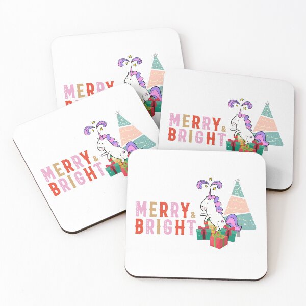 Item preview, merry and bright! / kawaii unicorn with christmas presents and tree designed and sold by SpicyCherrys.
