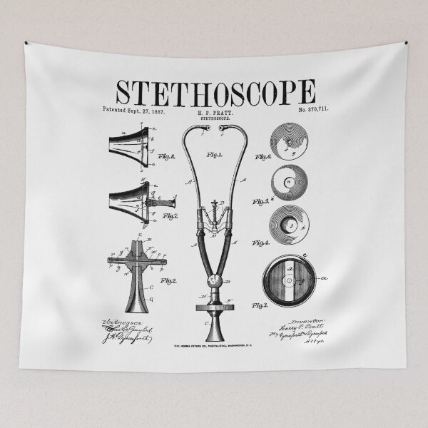 Item preview, Stethoscope Old Vintage Patent Drawing Print Doctor Nurse designed and sold by GrandeDuc.