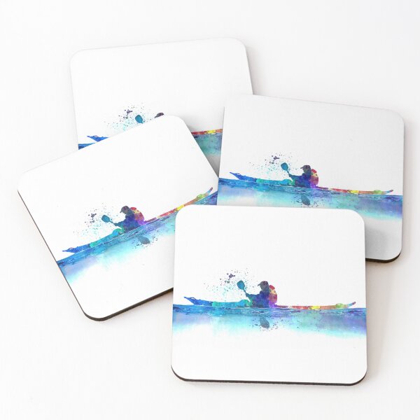 Item preview, Young man paddling in kayak watercolor  designed and sold by paulrommer.