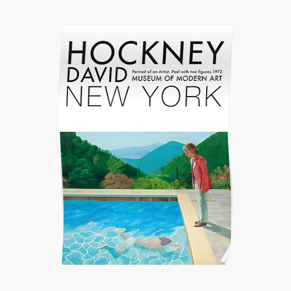 David Hockney Exhibition Art Poster - Pool with two figures Poster