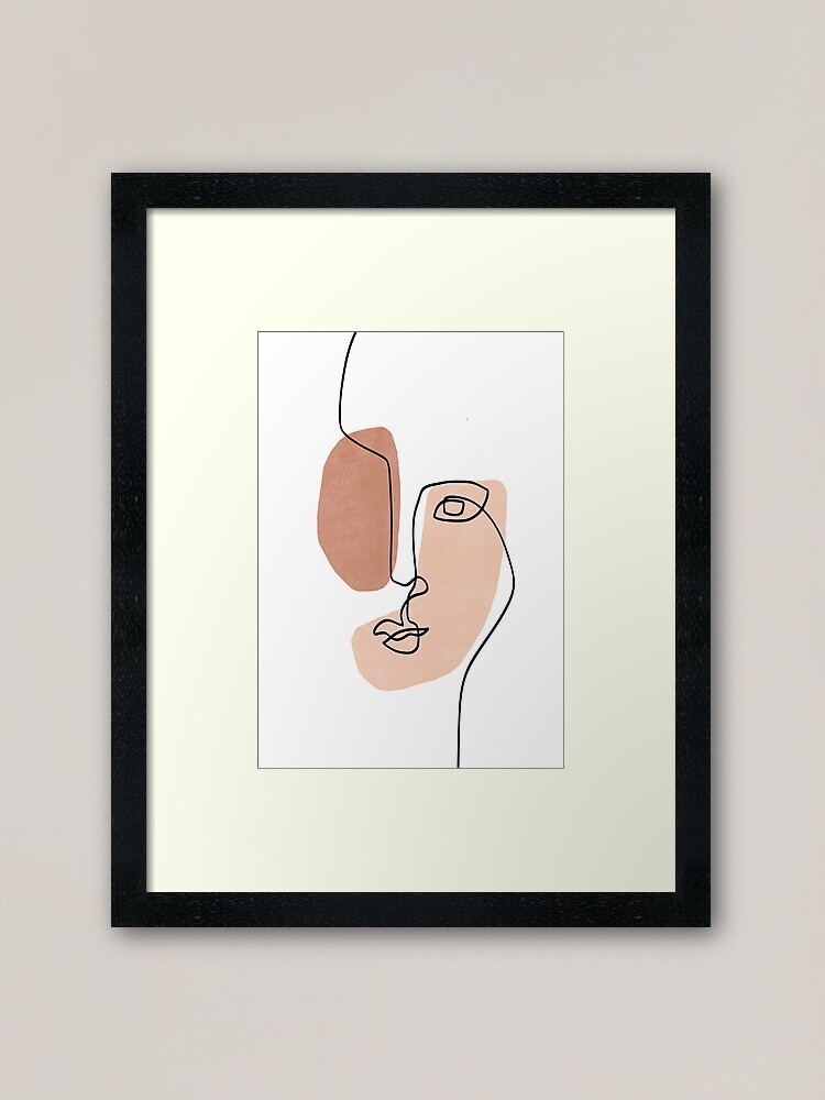 Alternate view of Abstract Face III - Line Art Framed Art Print