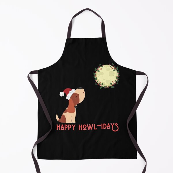 Item preview, Happy Howlidays - Adorable Christmas Pun with Cute Dog Howling to a Moon Wreath designed and sold by Irelene.