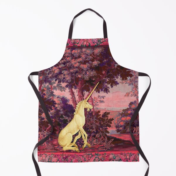 Item preview, UNICORN IN WOODLAND SUNSET LANDSCAPE AMONG GREENERY AND TREES in Pink Blue Hues designed and sold by BulganLumini.