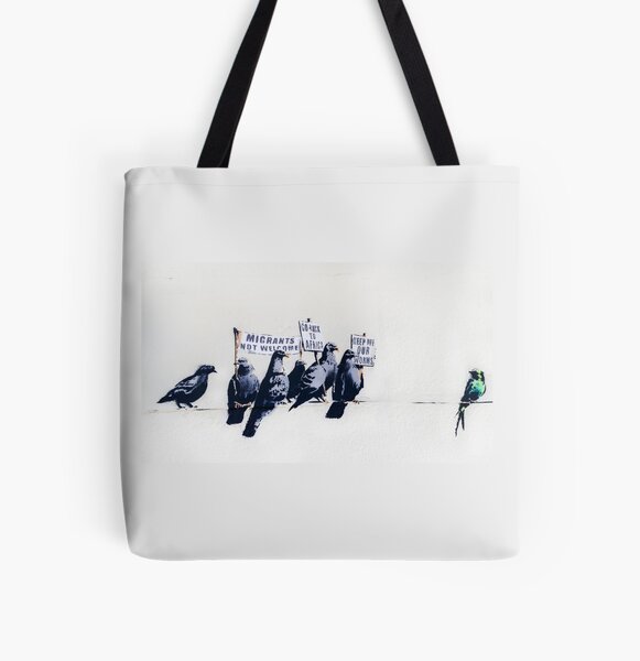 Banksy Clacton-on-Sea Mural - Anti-Refugee Pigeons All Over Print Tote Bag