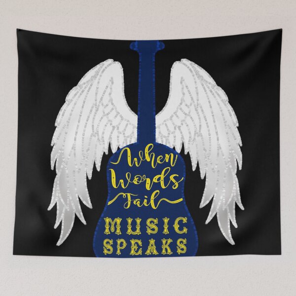 Item preview, winged guitar quote illustration designed and sold by crizzysketch.