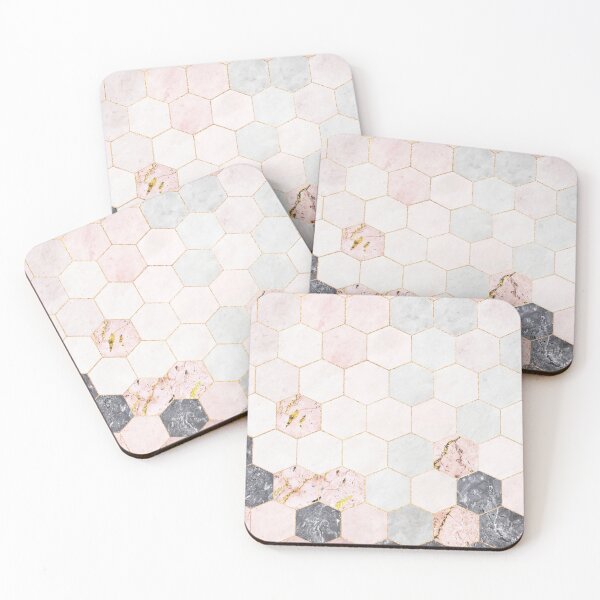 Item preview, Hexagon Pink Marble Tiles Patterned designed and sold by mikels.
