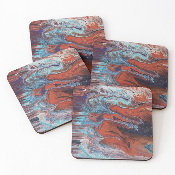 Item preview, Acrylic painting art with teal and orange, blue and white designed and sold by Anime and More.
