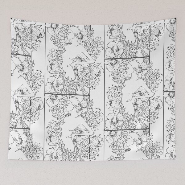 Item preview, Nude Women Body Nymph Line Art with Flowers designed and sold by HerMindSpeaks.