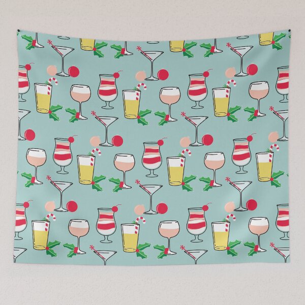 Item preview, Holiday Cocktails Festive Drink Pattern designed and sold by SharksOnShore.