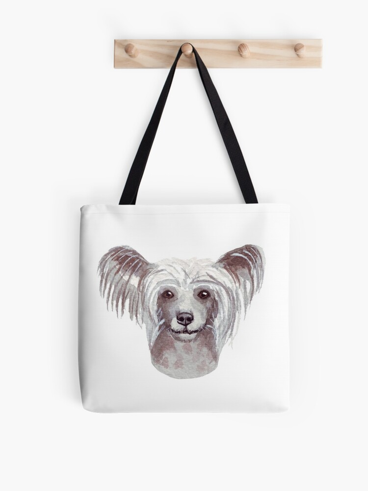 Chinese Crested Dog full face cute pets long hair Tote Bag