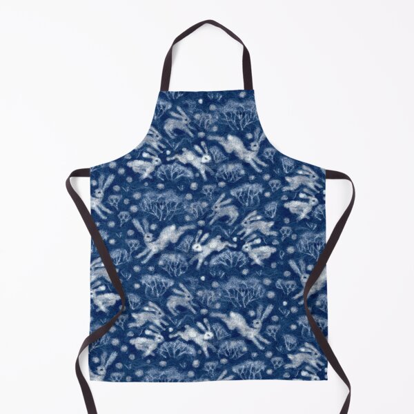 Item preview, Hares Field, Winter Rabbits, Felted Pattern Wool Texture Navy Blue designed and sold by Julia Khoroshikh.