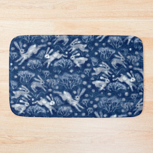 Item preview, Hares Field, Winter Rabbits, Felted Pattern Wool Texture Navy Blue designed and sold by Julia Khoroshikh.
