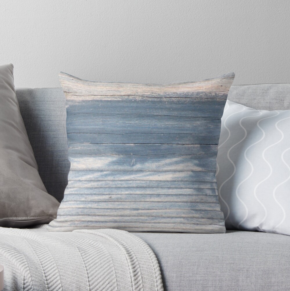 Blue wood texture Throw Pillow