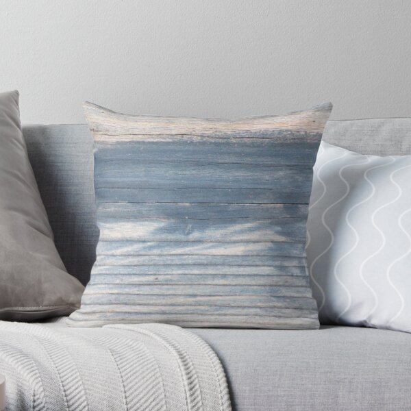 Blue wood texture Throw Pillow