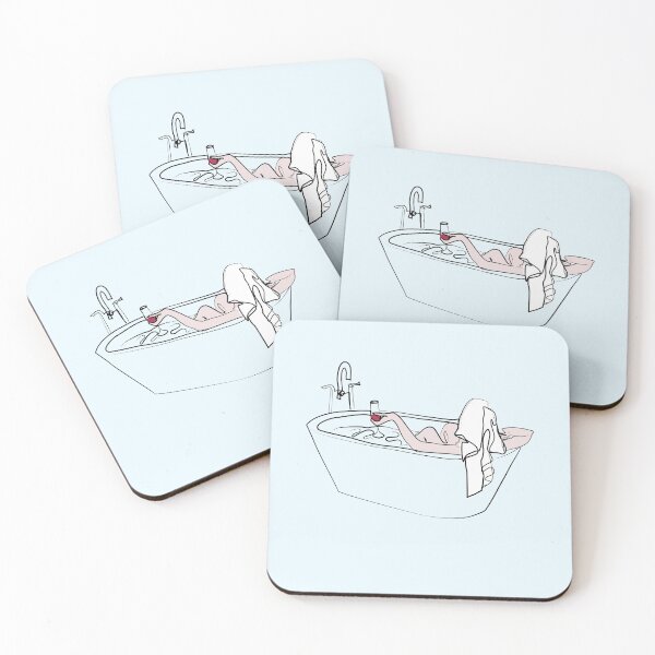 Item preview, Woman relaxing in bathtube with a glass of wine  designed and sold by orangerinka.