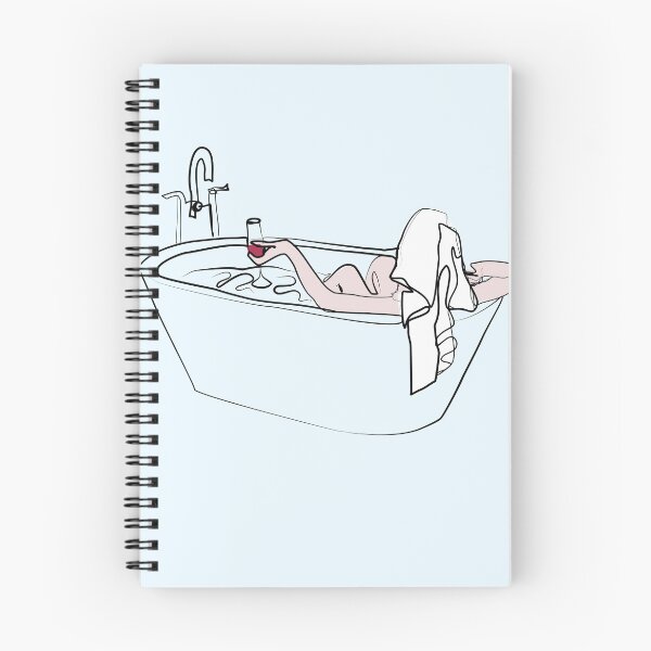 Item preview, Woman relaxing in bathtube with a glass of wine  designed and sold by orangerinka.