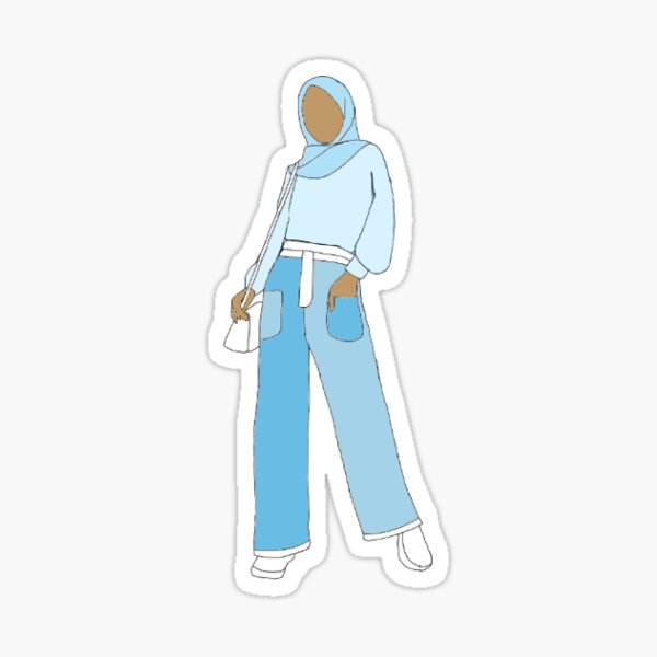 Hijabi girl in blue Sticker