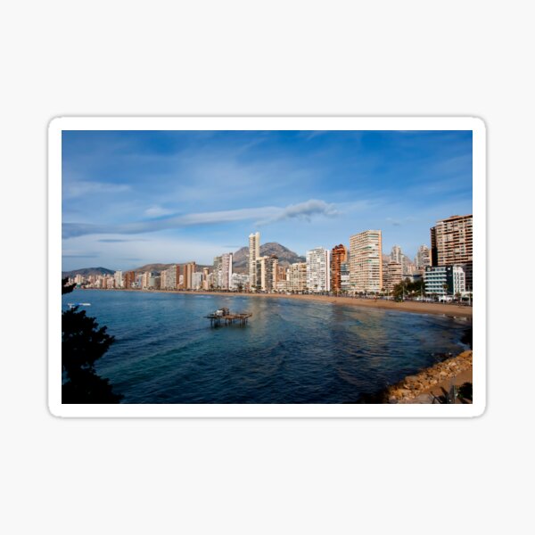 La playa de Levante de Benidorm Costa Blanca España Pegatina