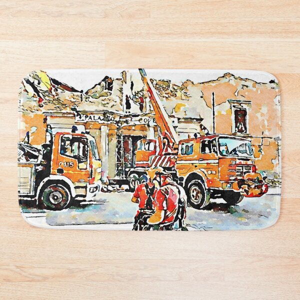 Item preview, L'Aquila: collapsed building with firefighters at work designed and sold by Giuseppe Cocco.