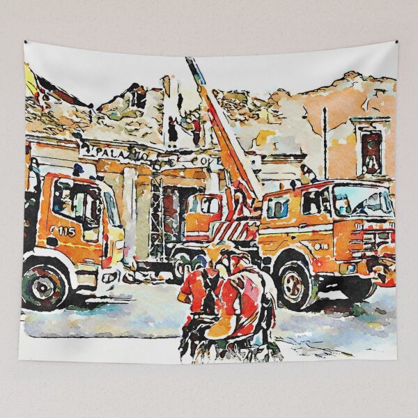 Item preview, L'Aquila: collapsed building with firefighters at work designed and sold by Giuseppe Cocco.