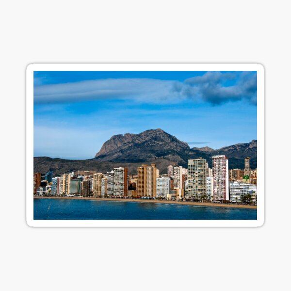 La playa de Levante de Benidorm Costa Blanca España Pegatina