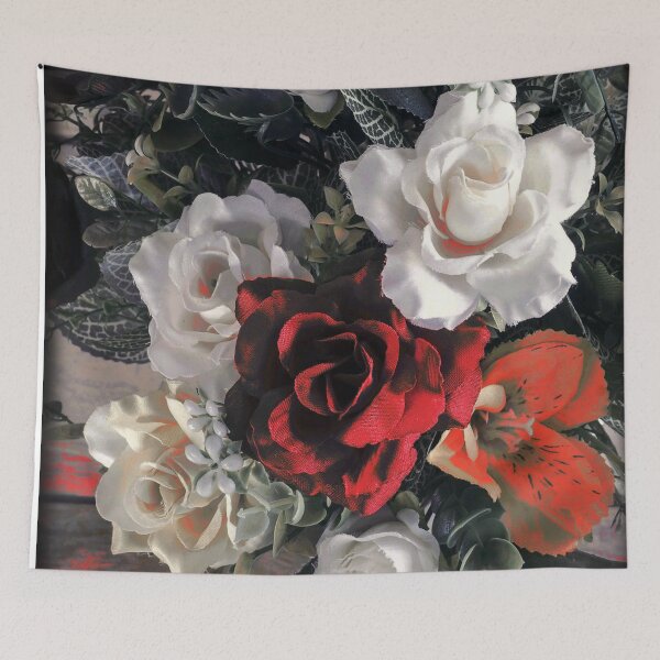 Item preview, Red And White Flower Rose Print designed and sold by Mary Riley.