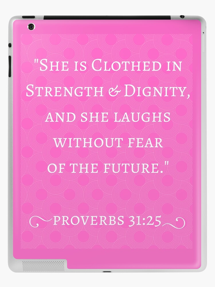 She is Clothed with Strength & Dignity Purple Ceramic Mug - Proverbs 31:25