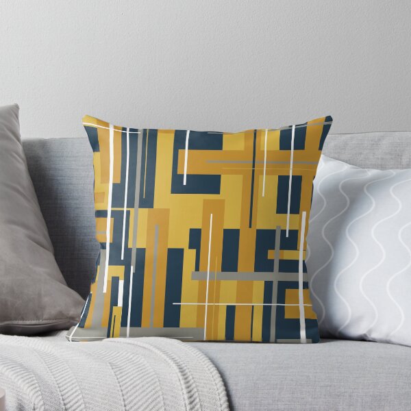 Item preview, Mid Century Modern Deconstructed Plaid Retro Geometric Abstract Pattern in Light and Dark Mustard, Navy Blue, Grey, and White designed and sold by kierkegaard.