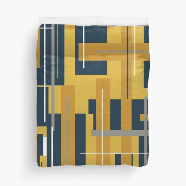Item preview, Mid Century Modern Deconstructed Plaid Retro Geometric Abstract Pattern in Light and Dark Mustard, Navy Blue, Grey, and White designed and sold by kierkegaard.
