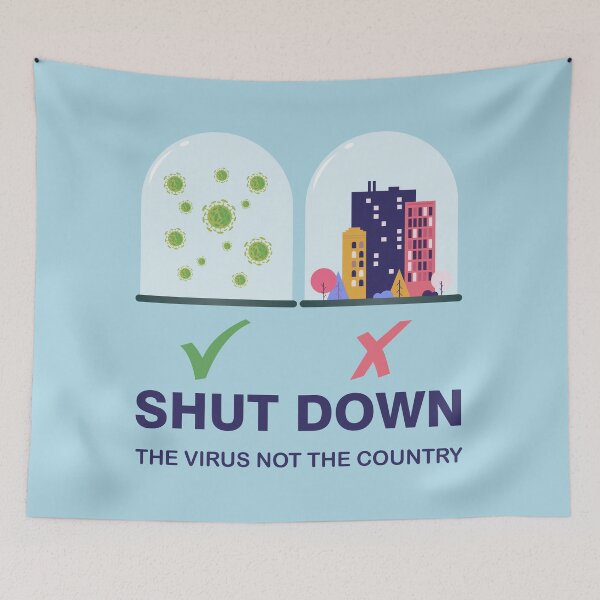 Item preview,  Shut down the virus not the country, glass dome , right and wrong signs  shut down coronavirus, shut down covid 19,  designed and sold by SGS-.