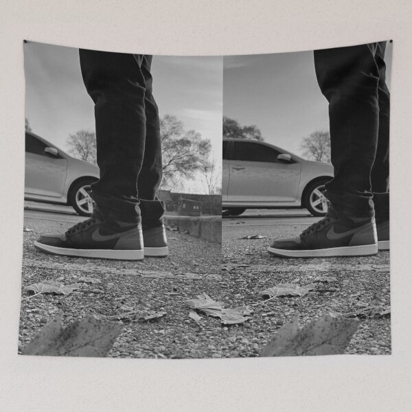 Item preview, AJ 1 Royals Sneaks Portrait on Feet Black and White designed and sold by RCPphotography.