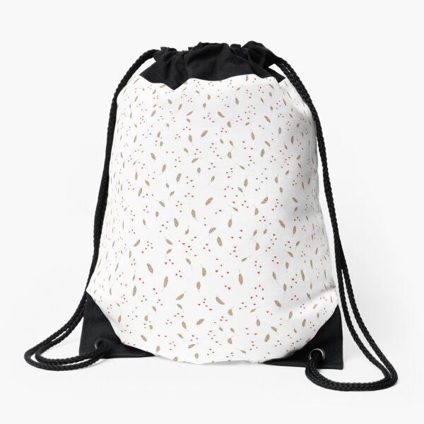 Autumn Leafs and Hearts Drawstring Bag
