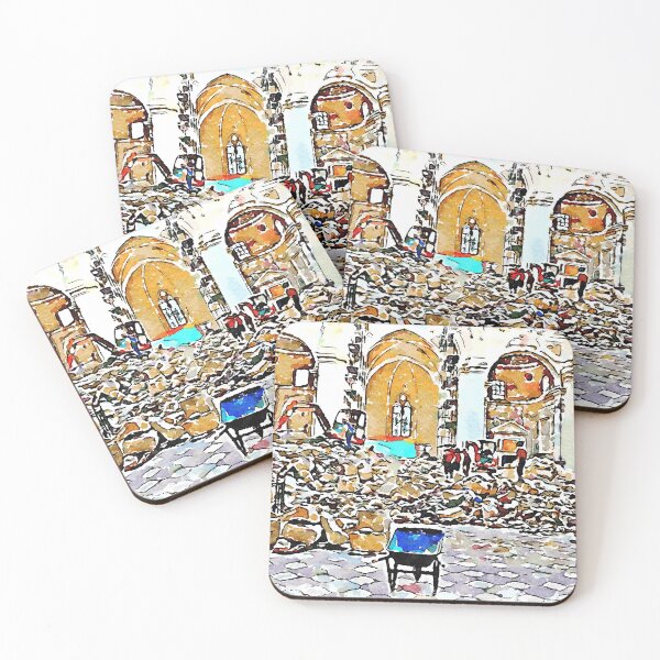 Item preview, L'Aquila: wheelbarrow and firefighters at work in the collapsed church designed and sold by Giuseppe Cocco.