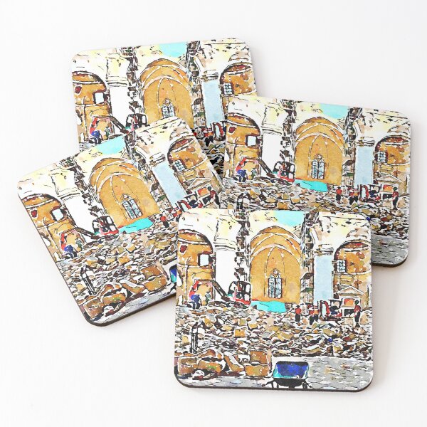 Item preview, L'Aquila: wheelbarrow and firefighters at work in the collapsed church designed and sold by Giuseppe Cocco.