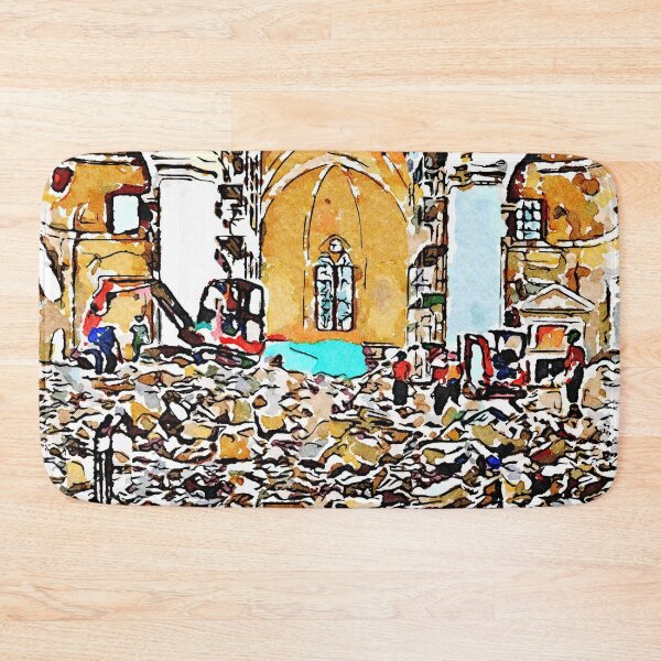 Item preview, L'Aquila: wheelbarrow and firefighters at work in the collapsed church designed and sold by Giuseppe Cocco.
