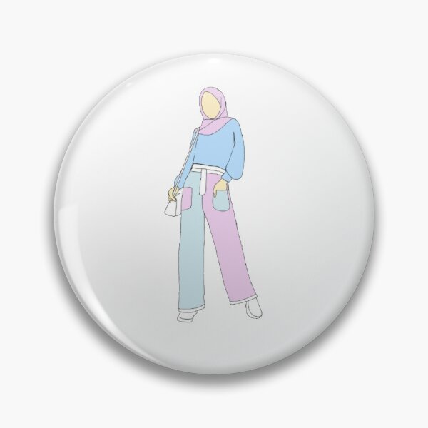 Item preview, Hijabi girl in blue and pink designed and sold by The Hijabi Artist.