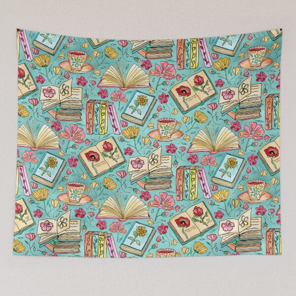 Item preview, Blooms and Books on Blue designed and sold by Tangerine-Tane.