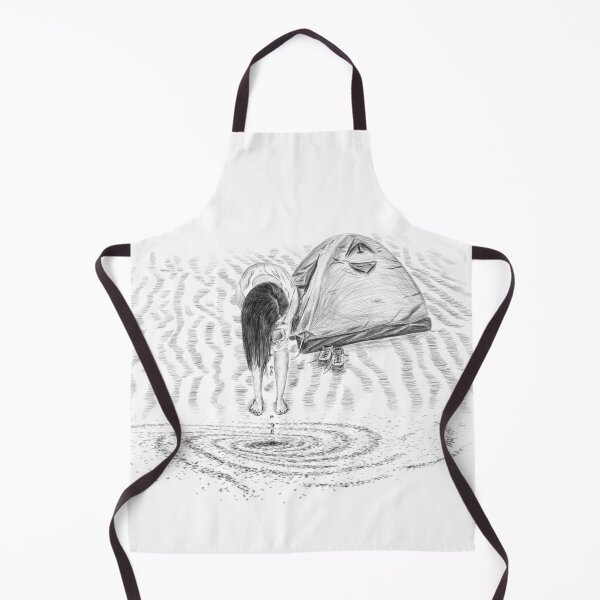 Item preview, Illustration of a girl washing face next to her camping tent in a desert morning designed and sold by iswenyi.