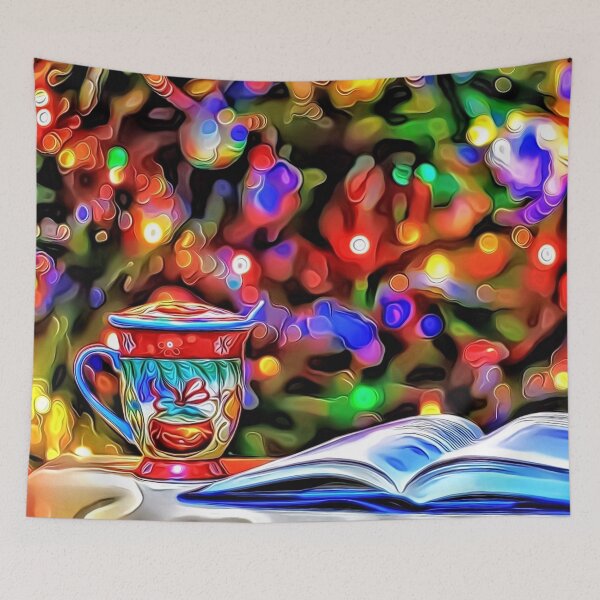 Item preview, Cocoa and a Book in Front of the Tree designed and sold by RitaMaye.