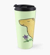 Capybara with Purple Flower Travel Mug