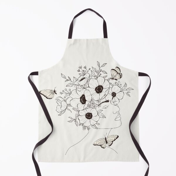 Item preview, Women Portrait with Flowers and Butterflies Nymph Line Art designed and sold by HerMindSpeaks.