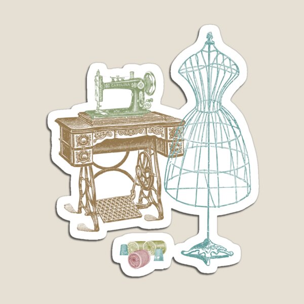 Dressmaker Kit of Dress Form, Sewing Machine and T Poster for Sale by  surgedesigns