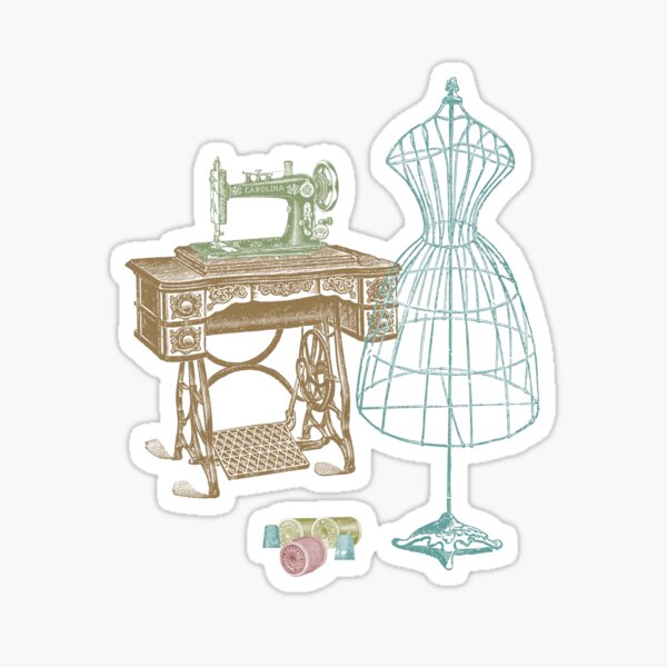 Dressmaker Kit of Dress Form, Sewing Machine and T Sticker