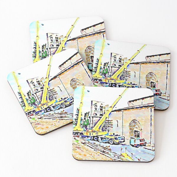 Item preview, L'Aquila: church and yellow cranes designed and sold by Giuseppe Cocco.