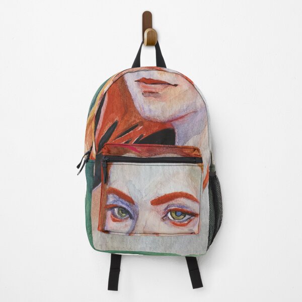 Item preview, watercolor drawing of a girl with red red hair long bob, green eyes, light skin traditional art designed and sold by mudenk.